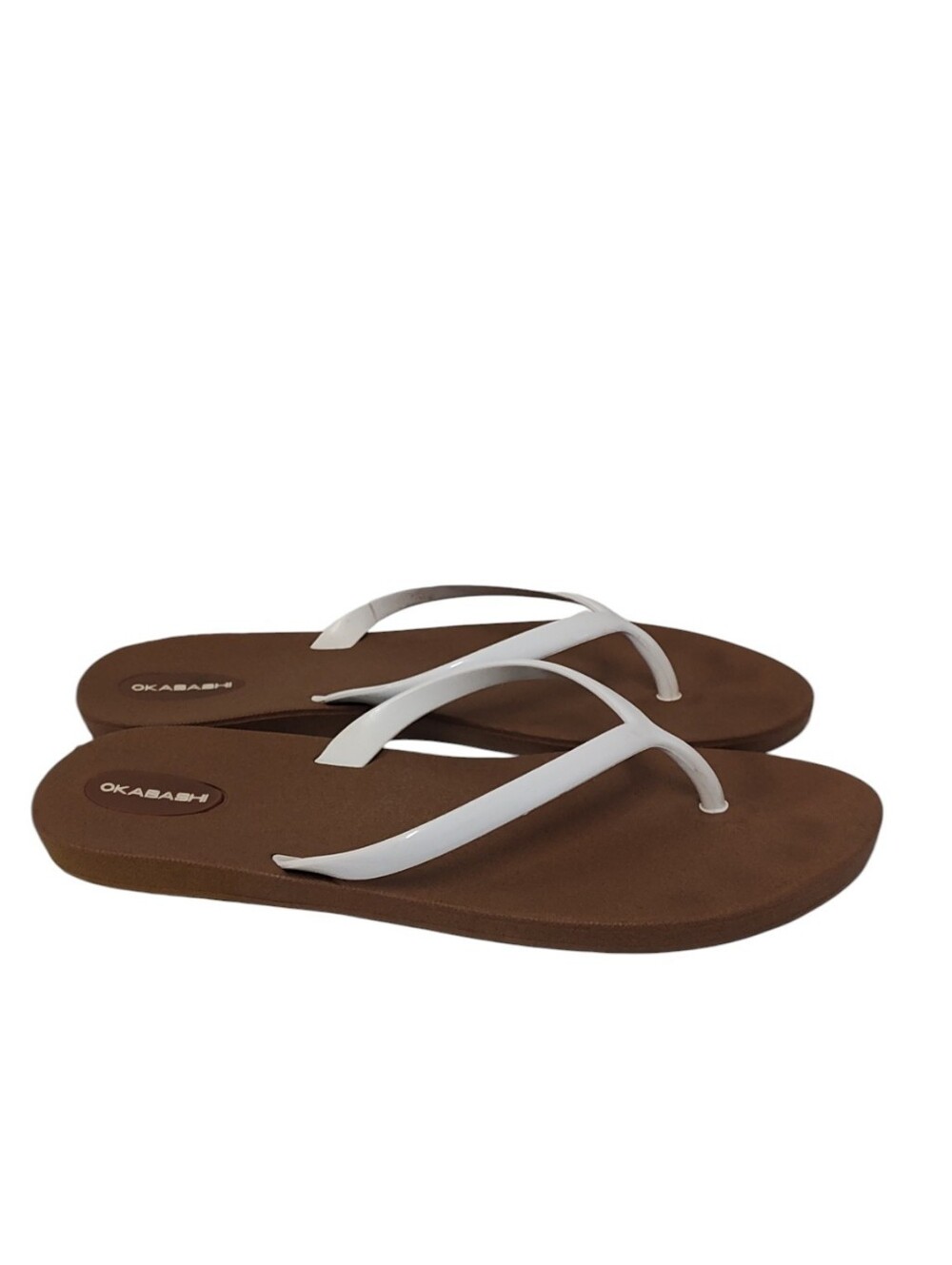Okabashi Minimalist White & Tan Flip Flop/Thong/Sandal Size 7
